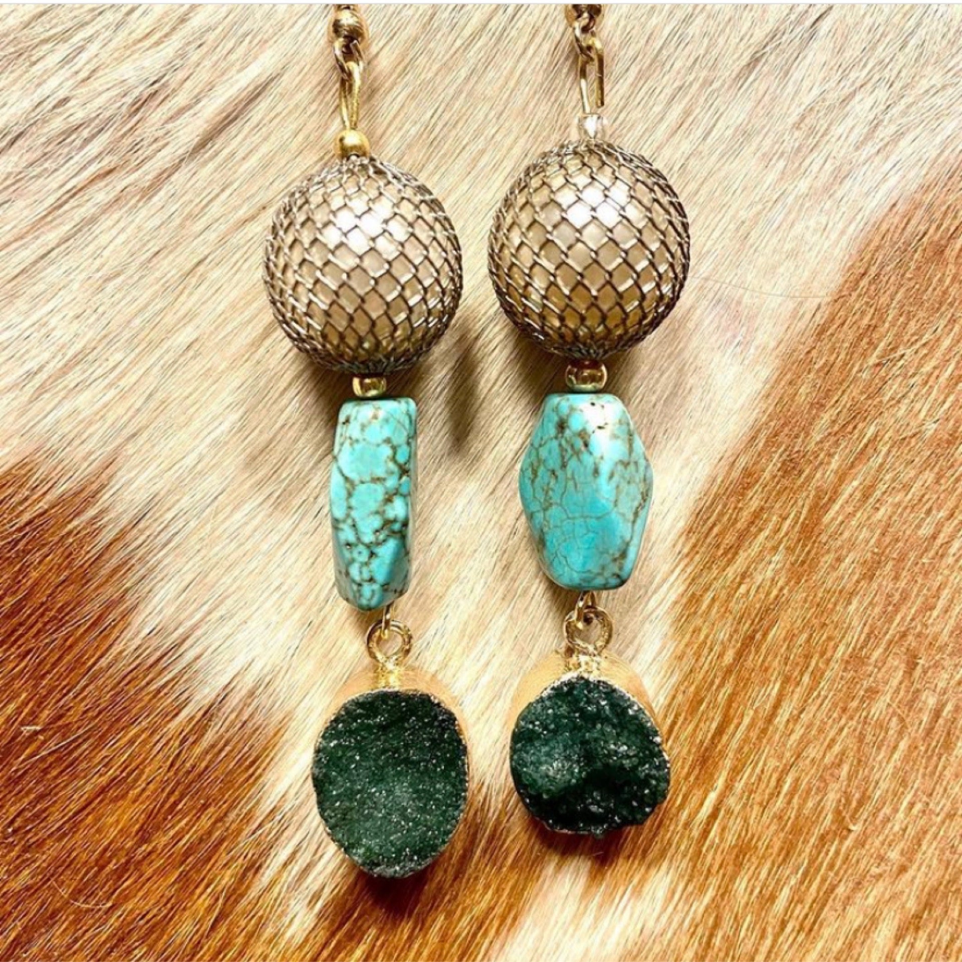 Dangle Earrings Chunky Turquoise